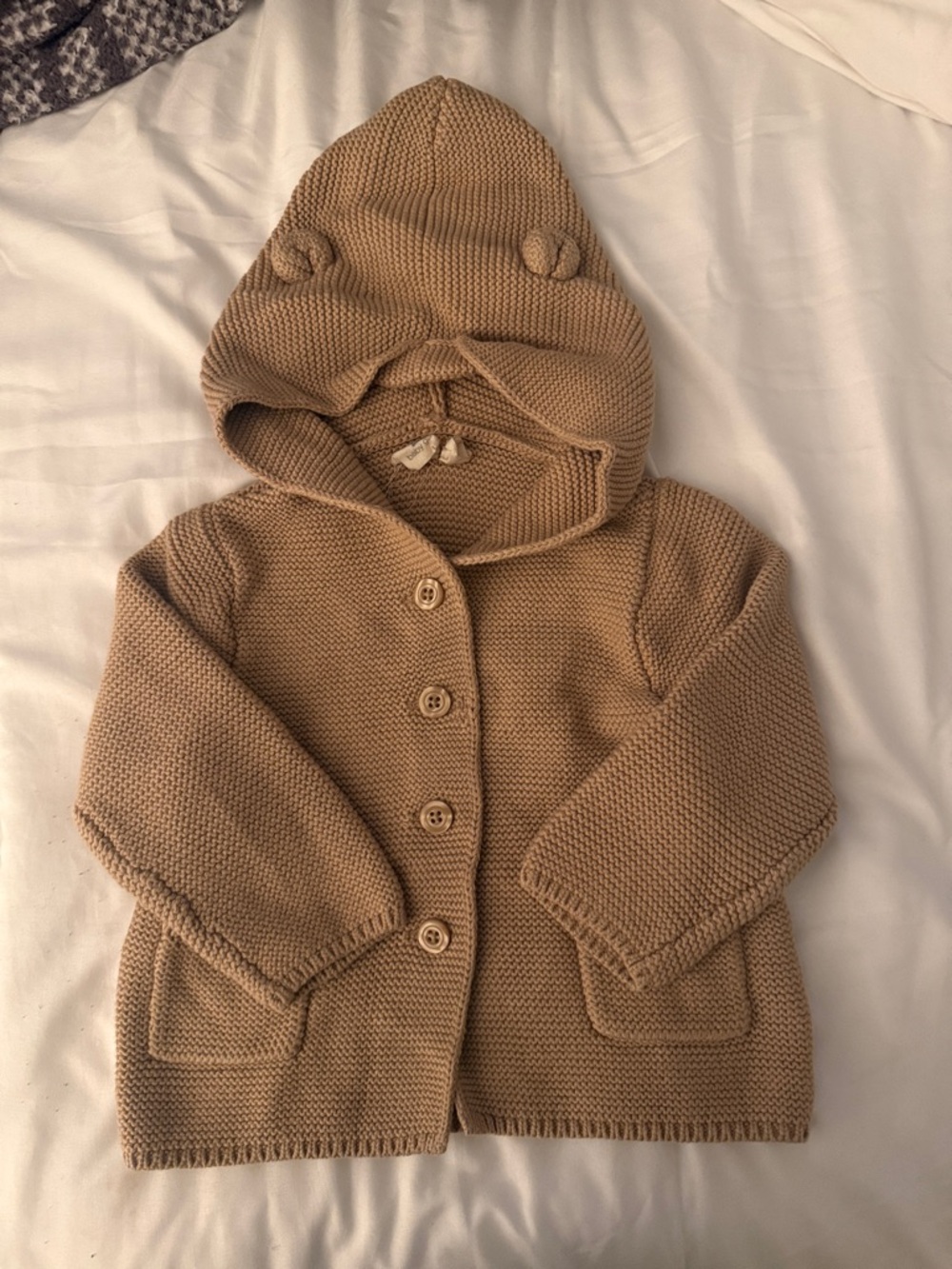 GAP Tan Knit Hooded Sweater with Bear Ears